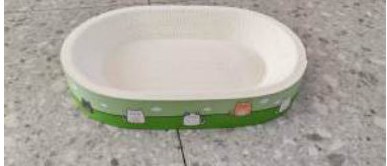 50 cm White Oval Corrugated Cat Bowl