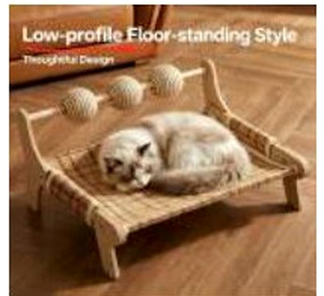 Rattan Mat Recliner Cat Bed with Sisal Ball
