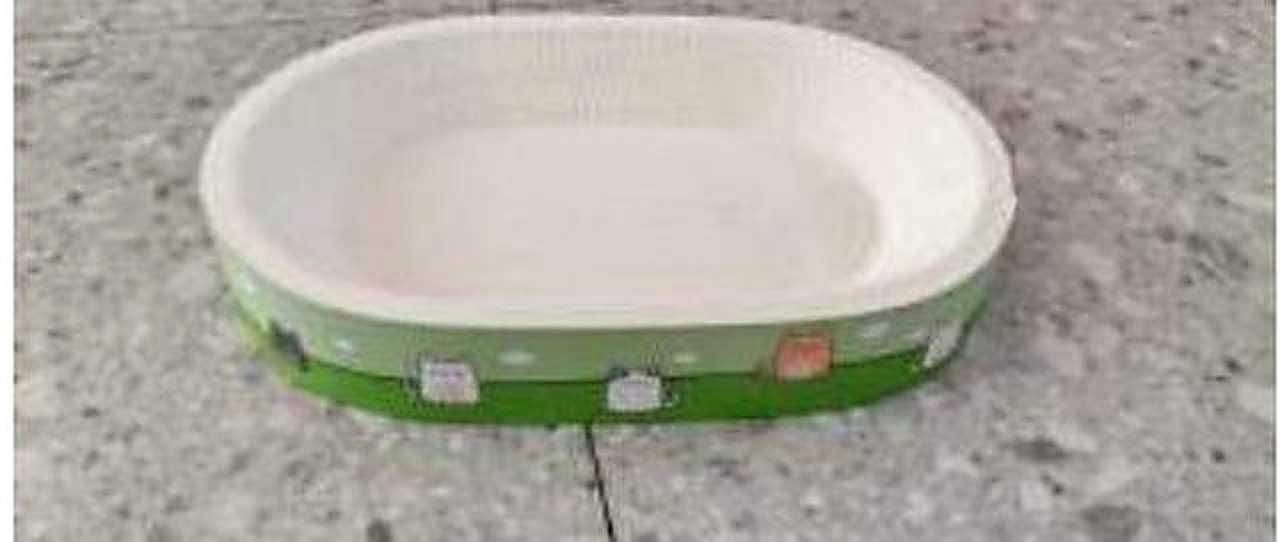 50cm White Oval Corrugated Paper Cat Bowl